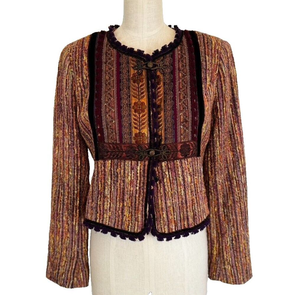 Cynthia Steffe Blazer Jacket Multicolor Womens Sz 6 Boho Chic Eclectic Whimsical